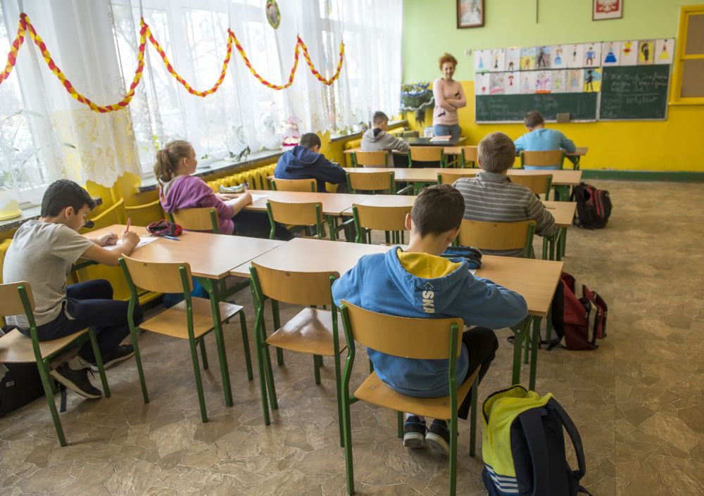 Lekcja w szkole w Cisiu Zagrudziu. (fot. J. Mazurek)