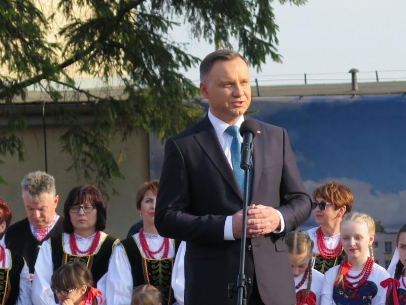 Andrzej Duda podczas ubiegłorocznej wizyty w Łosicach 
