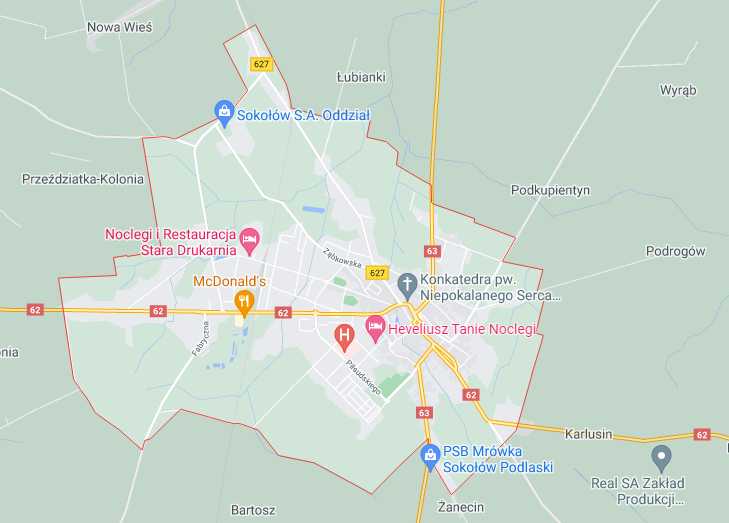 Sokołów Podlaski Google maps