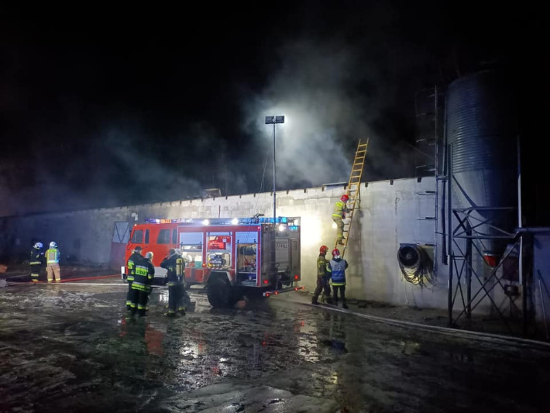 Pożar budynku gospodarczego, spłonęło 900 m2 - fot. PSP Mińsk Mazowiecki