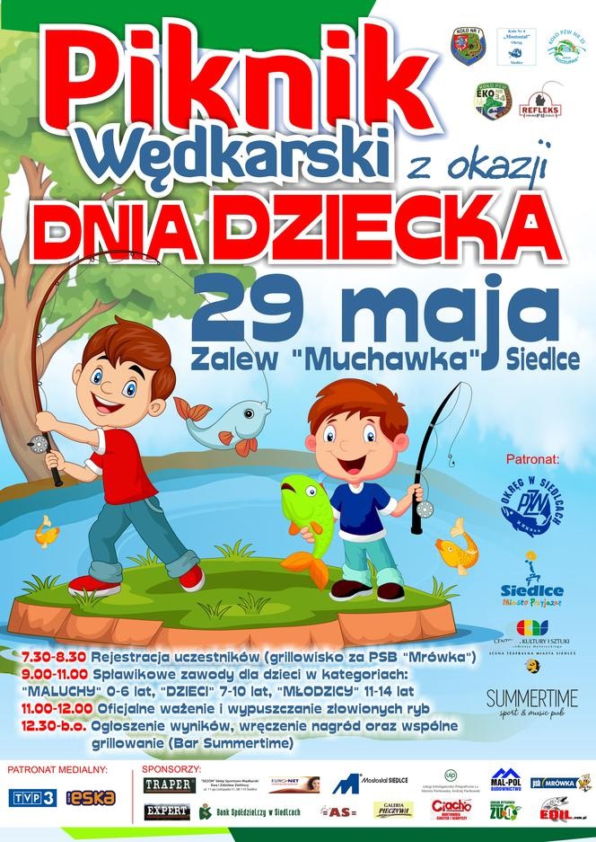 Piknik wędkarski dla dzieci i młodzieży nad siedleckim zalewem już 29 maja!