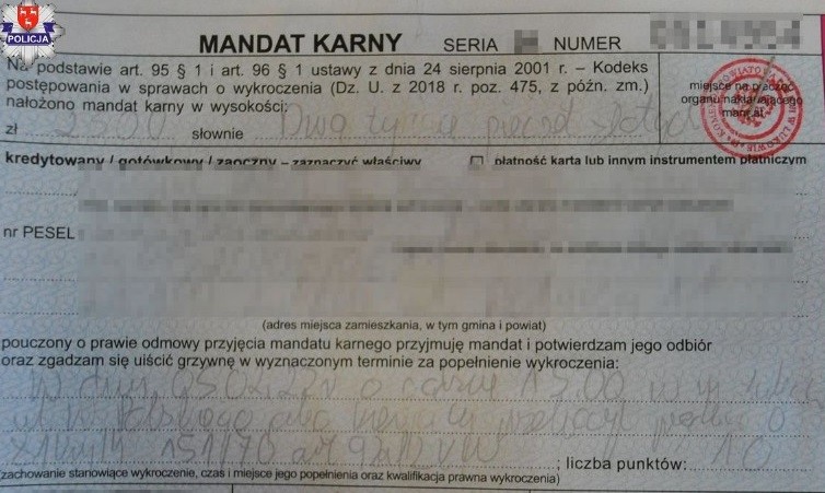 Podczas jednej służby mińscy policjanci wystawili mandaty na ponad 21 tys. złotych! (fot. zdjęcie poglądowe KPP Łuków)