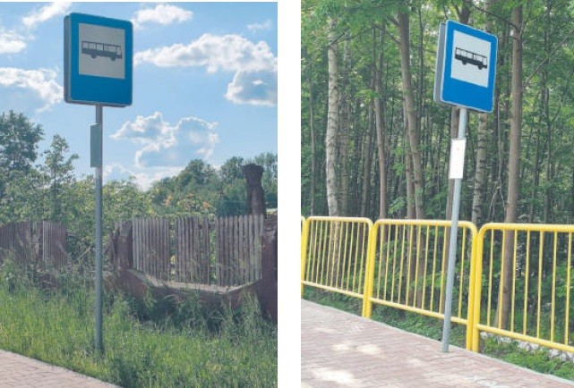 W Pruszynie-Pieńkach dwa nowe przystanki usytuowano na przeciwległych końcach wsi, a zlikwidowano jeden w centrum miejscowości. Fot. ED