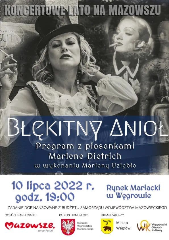 10 lipca na Rynku Mariackim w Węgrowie usłyszymy piosenki z repertuaru Marleny Dietrich.