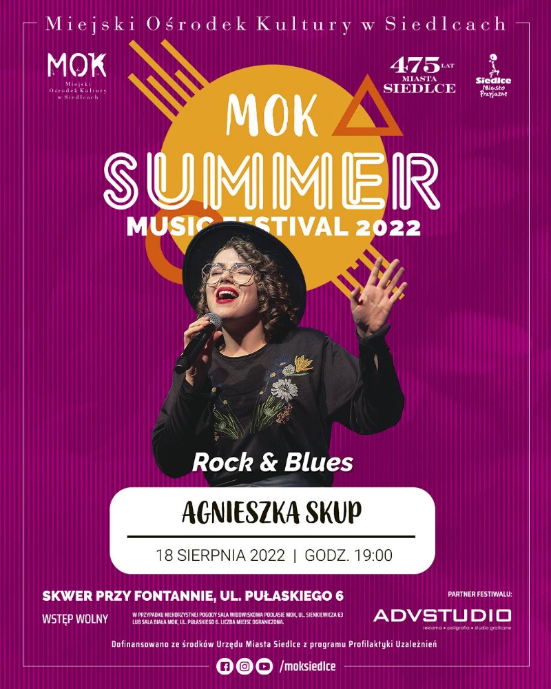 18 sierpnia w ramach MOK Summer Music Festival wystąpi Agnieszka Skup