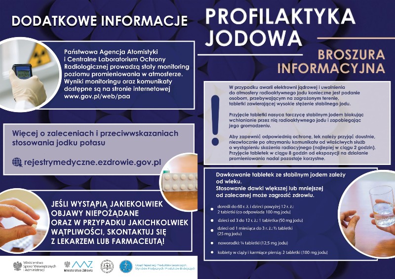 Ulotka MUW w Warszawie: profilaktyka jodowa 