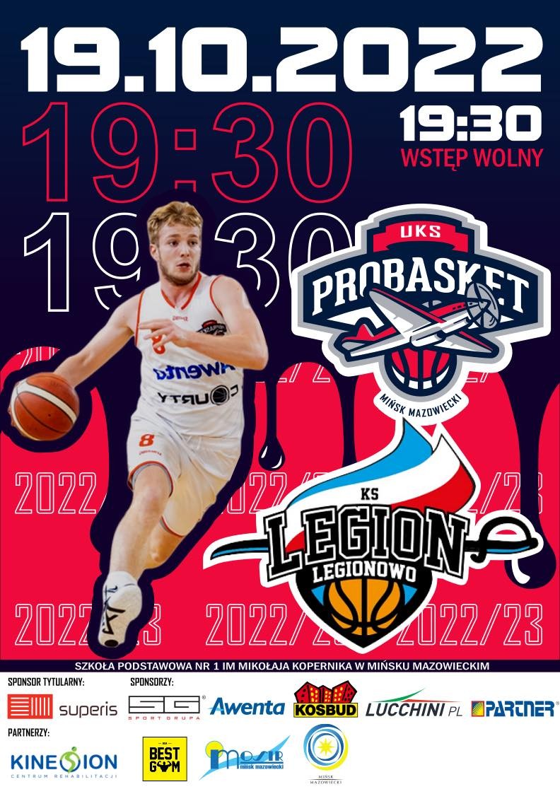 Probasket Mińsk Mazowiecki spróbuje pokusić się o drugie zwycięstwo w sezonie w meczu przeciwko drużynie Legion Legionowo