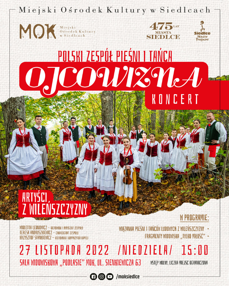 Koncert Polskiego Zespołu Pieśni i Tańca „Ojcowizna” w sali Podlasie