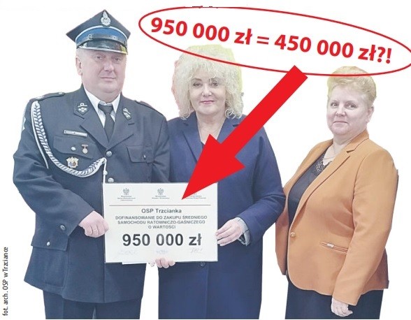 Prezes OSP w Trzciance Grzegorz Aniszkiewicz, Maria Koc i Bogumiła Głaszczka. Fot. arch. OSP w Trzciance