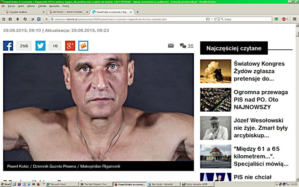 Zrzut ekranu strony www „Dziennika Gazety Prawnej”, gdzie opublikowano wspomniany wywiad z P. Kukizem.