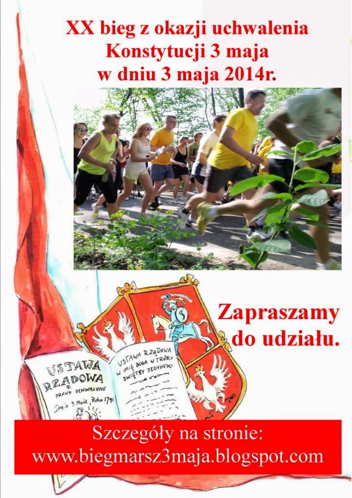 Plakat promujący wydarzenie. Źródło: http://biegmarsz3maja.blogspot.com
