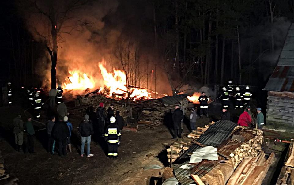 Pożar stodoły w Przyworach Dużych. Fot. OSP Rzywory Duże