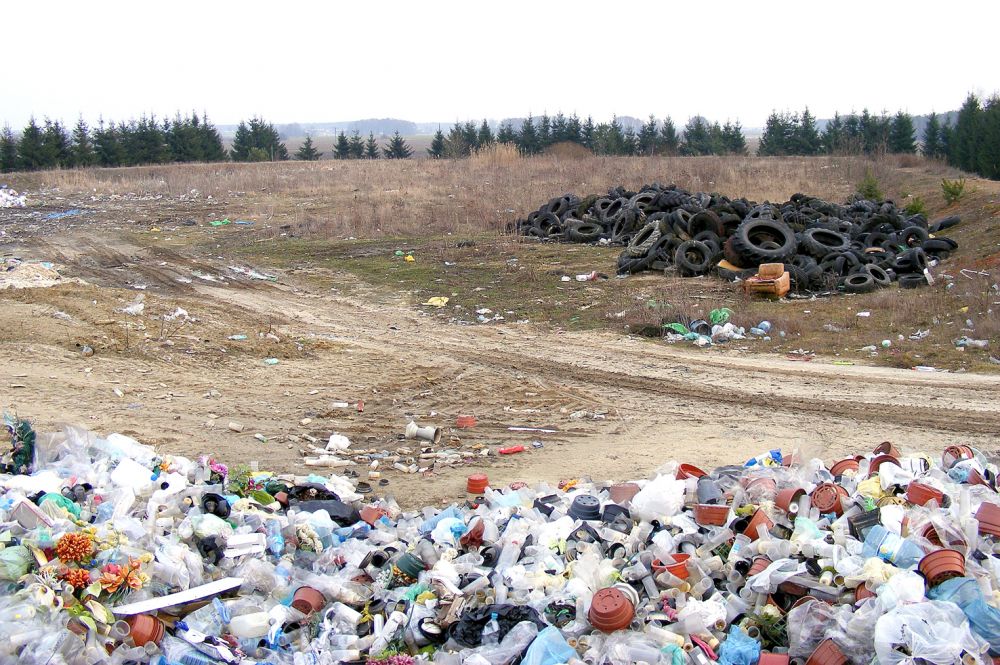 Na gminnym składowisku odpadów komunalnych w Niedźwiadce. Nieczynne od lat niszczeje. Fot. PGL