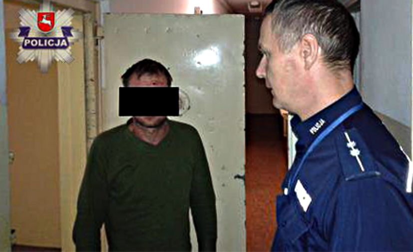Zatrzymany nożownik wprost z zakrapianej kolacji trafił do policyjnego aresztu. Fot. Arch. KPP w Łukowie