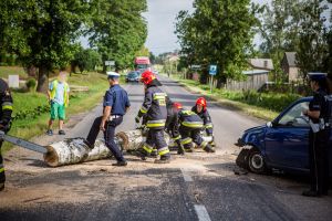 Zdjęcia z miejsca wypadku na drodze DK 63 w pobliżu Kupientyna. Fot. Arch. KPP Sokołów Podlaski