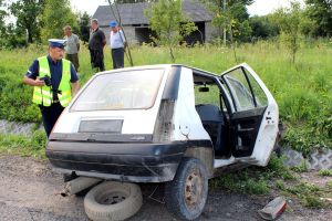 Wypadek na drodze krajowej 63 w gminie Sabnie. Fot. KPP w Sokołowie Podlaskim